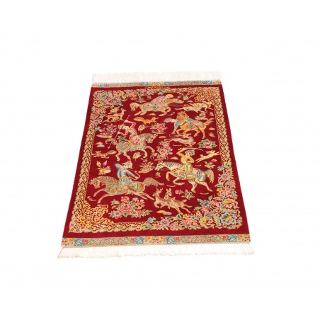 Tappeto Ghom seta Persia giallo rosso 60x95