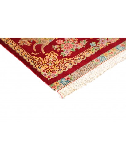 Tappeto Ghom seta Persia giallo rosso 60x95
