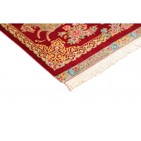 Tappeto Ghom seta Persia giallo rosso 60x95