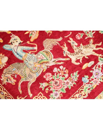 Tappeto Ghom seta Persia giallo rosso 60x95