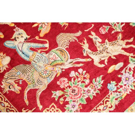 Tappeto Ghom seta Persia giallo rosso 60x95
