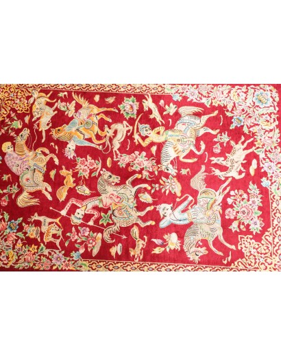 Tappeto Ghom seta Persia giallo rosso 60x95
