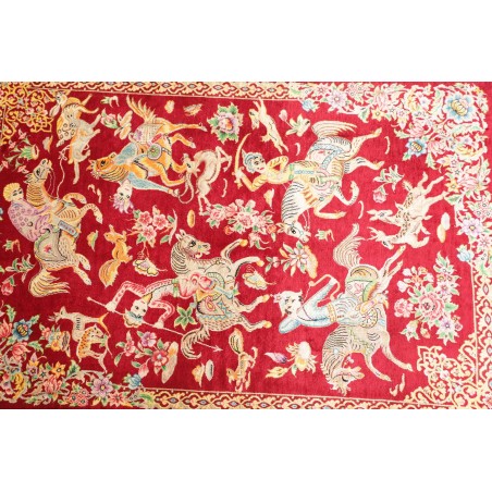 Tappeto Ghom seta Persia giallo rosso 60x95
