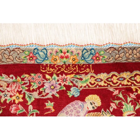 Tappeto Ghom seta Persia giallo rosso 60x95