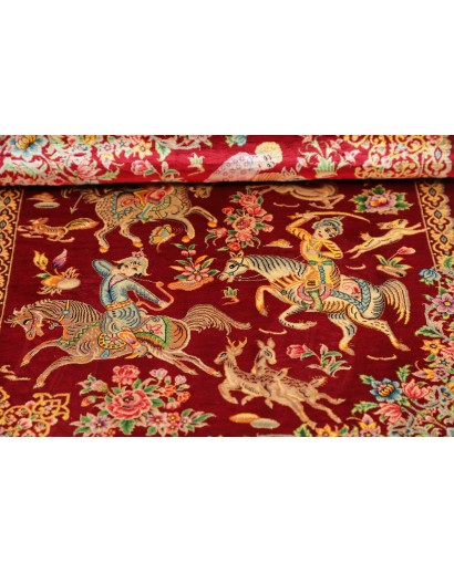 Tappeto Ghom seta Persia giallo rosso 60x95