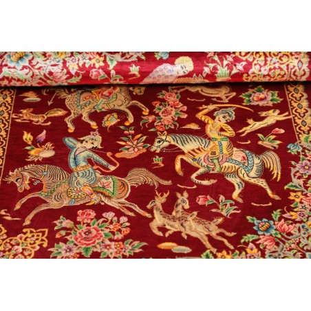 Tappeto Ghom seta Persia giallo rosso 60x95