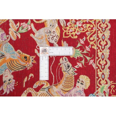 Tappeto Ghom seta Persia giallo rosso 60x95
