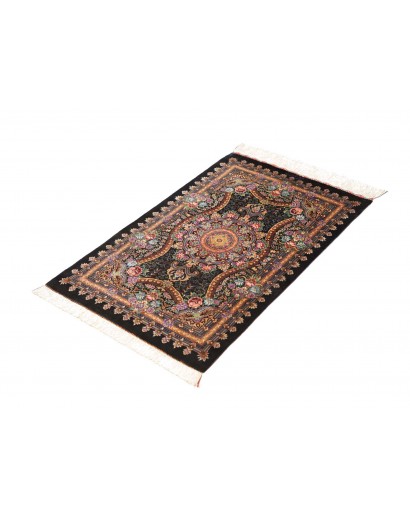 Tappeto Ghom seta Persia grigio azzurro 60x90