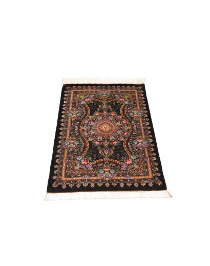 Tappeto Ghom seta Persia grigio azzurro 60x90