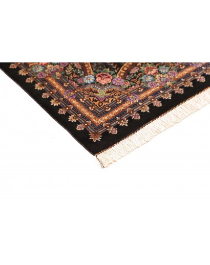 Tappeto Ghom seta Persia grigio azzurro 60x90