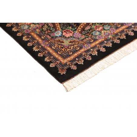 Tappeto Ghom seta Persia grigio azzurro 60x90