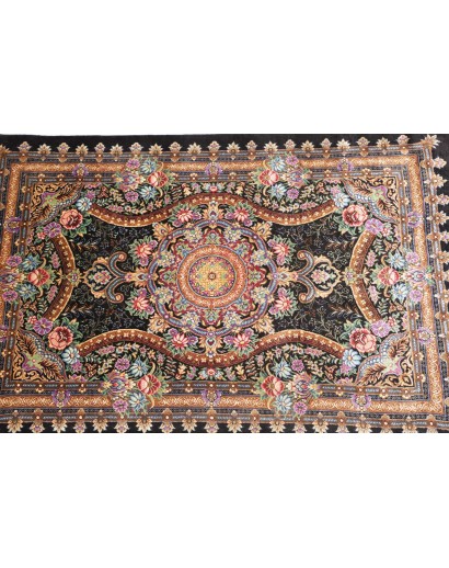 Tappeto Ghom seta Persia grigio azzurro 60x90