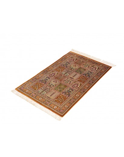 Tappeto Ghom seta Persia marrone bianco 60x90