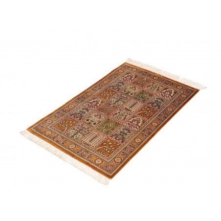 Tappeto Ghom seta Persia marrone bianco 60x90