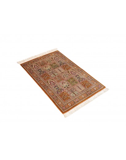 Tappeto Ghom seta Persia marrone bianco 60x90