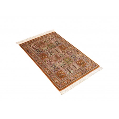 Tappeto Ghom seta Persia marrone bianco 60x90