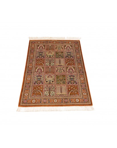 Tappeto Ghom seta Persia marrone bianco 60x90