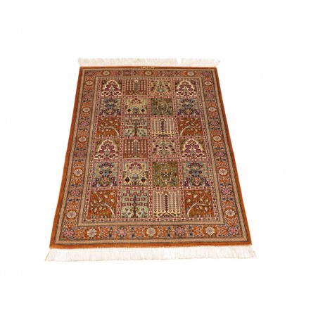 Tappeto Ghom seta Persia marrone bianco 60x90