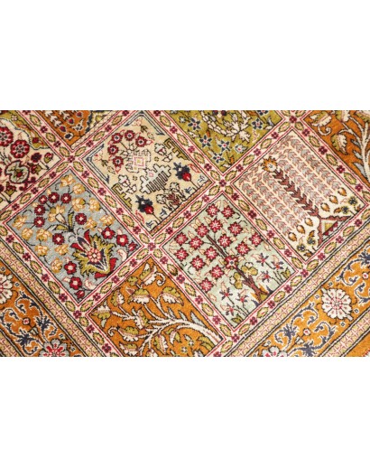 Tappeto Ghom seta Persia marrone bianco 60x90