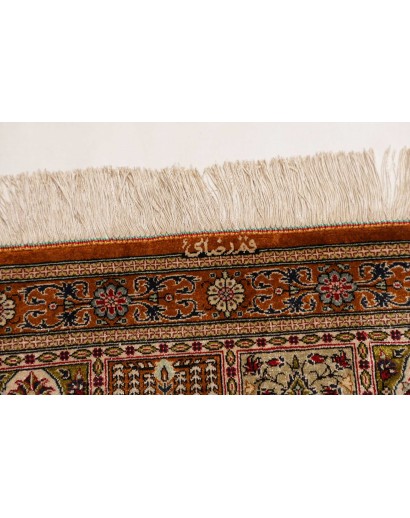 Tappeto Ghom seta Persia marrone bianco 60x90