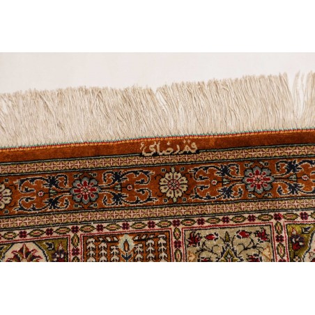 Tappeto Ghom seta Persia marrone bianco 60x90