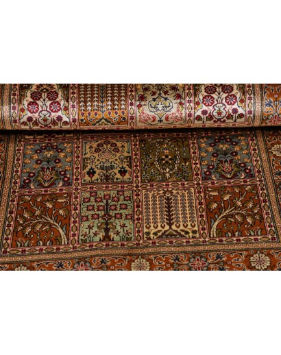Tappeto Ghom seta Persia marrone bianco 60x90