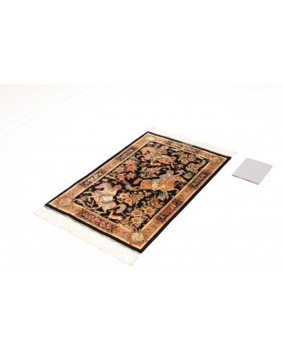 Tappeto Ghom seta Persia marrone bianco 61x92