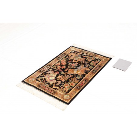 Tappeto Ghom seta Persia marrone bianco 61x92