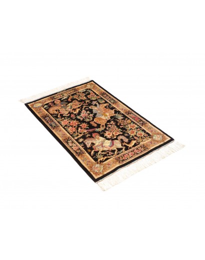 Tappeto Ghom seta Persia marrone bianco 61x92