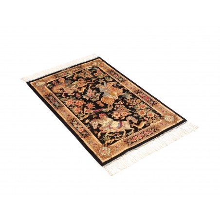 Tappeto Ghom seta Persia marrone bianco 61x92