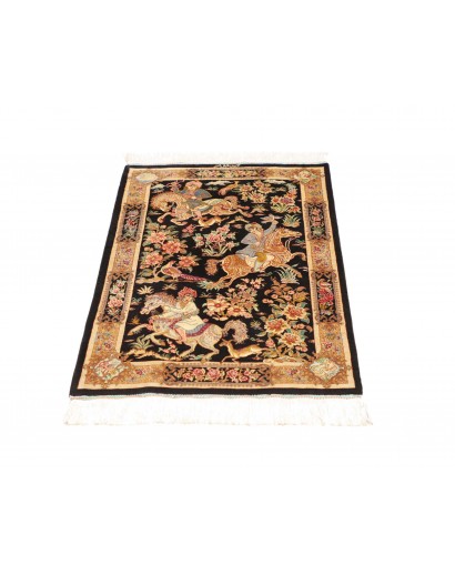 Tappeto Ghom seta Persia marrone bianco 61x92