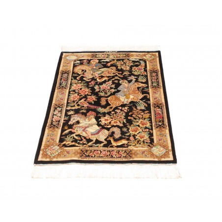 Tappeto Ghom seta Persia marrone bianco 61x92