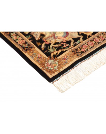 Tappeto Ghom seta Persia marrone bianco 61x92