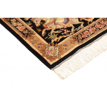 Tappeto Ghom seta Persia marrone bianco 61x92