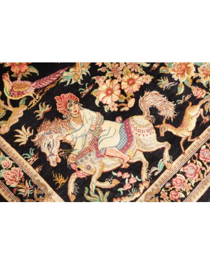Tappeto Ghom seta Persia marrone bianco 61x92
