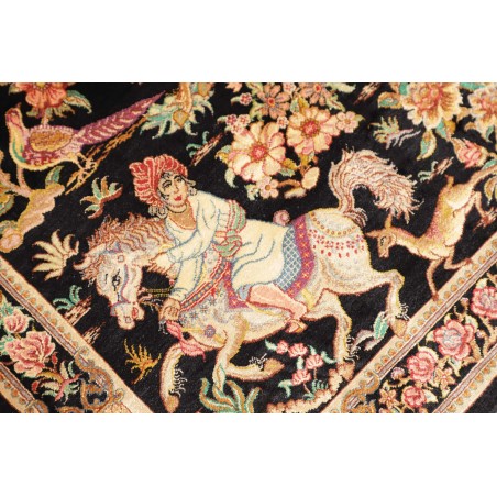 Tappeto Ghom seta Persia marrone bianco 61x92