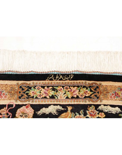 Tappeto Ghom seta Persia marrone bianco 61x92