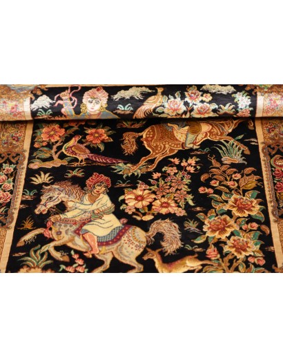 Tappeto Ghom seta Persia marrone bianco 61x92