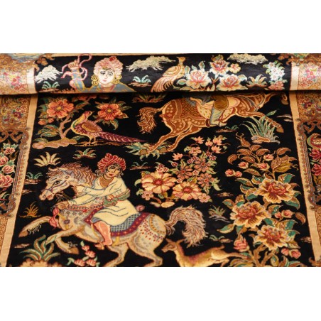Tappeto Ghom seta Persia marrone bianco 61x92