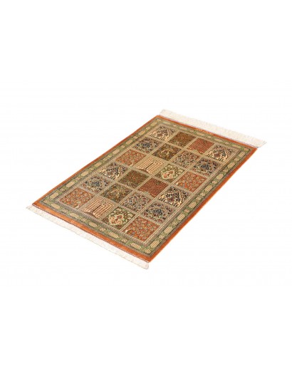 Tappeto Ghom seta Persia marrone 60x90