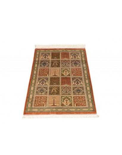 Tappeto Ghom seta Persia marrone 60x90