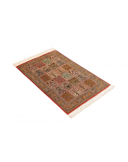 Tappeto Ghom seta Persia marrone grigio 58x90