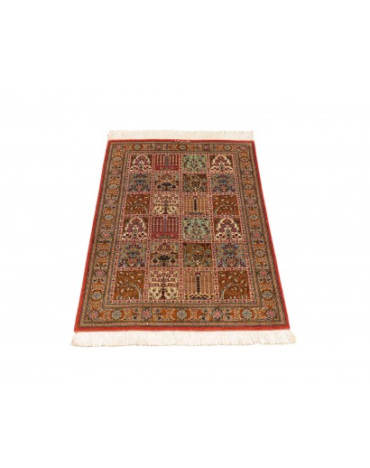 Tappeto Ghom seta Persia marrone grigio 58x90
