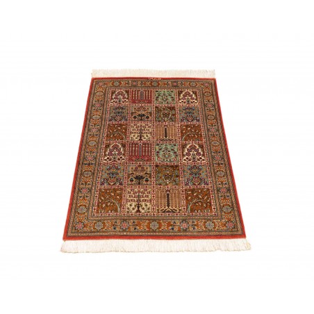 Tappeto Ghom seta Persia marrone grigio 58x90