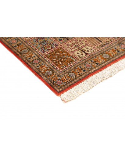 Tappeto Ghom seta Persia marrone grigio 58x90