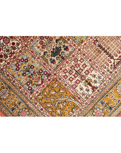 Tappeto Ghom seta Persia marrone grigio 58x90