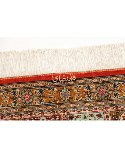 Tappeto Ghom seta Persia marrone grigio 58x90