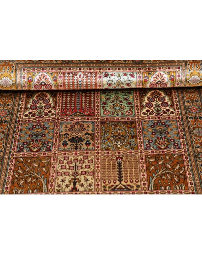 Tappeto Ghom seta Persia marrone grigio 58x90