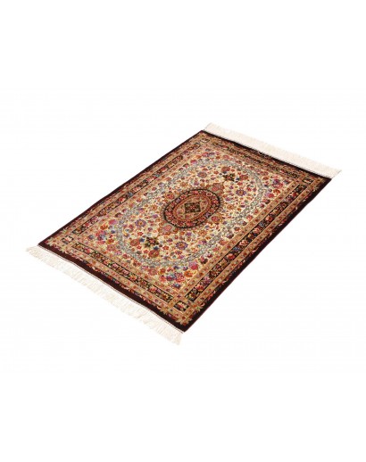 Tappeto Ghom seta Persia giallo marrone 61x90