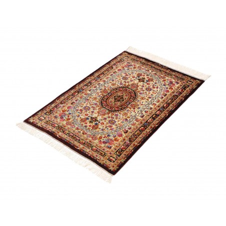 Tappeto Ghom seta Persia giallo marrone 61x90